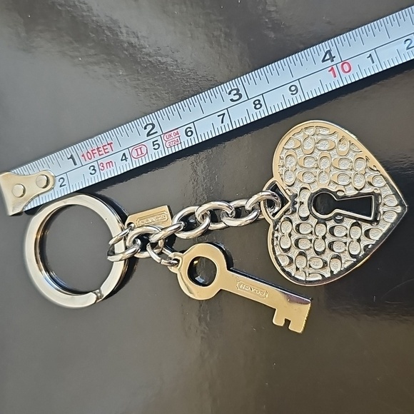 Coach Silver Heart and Key Charm Keychain EUC - Picture 5 of 5